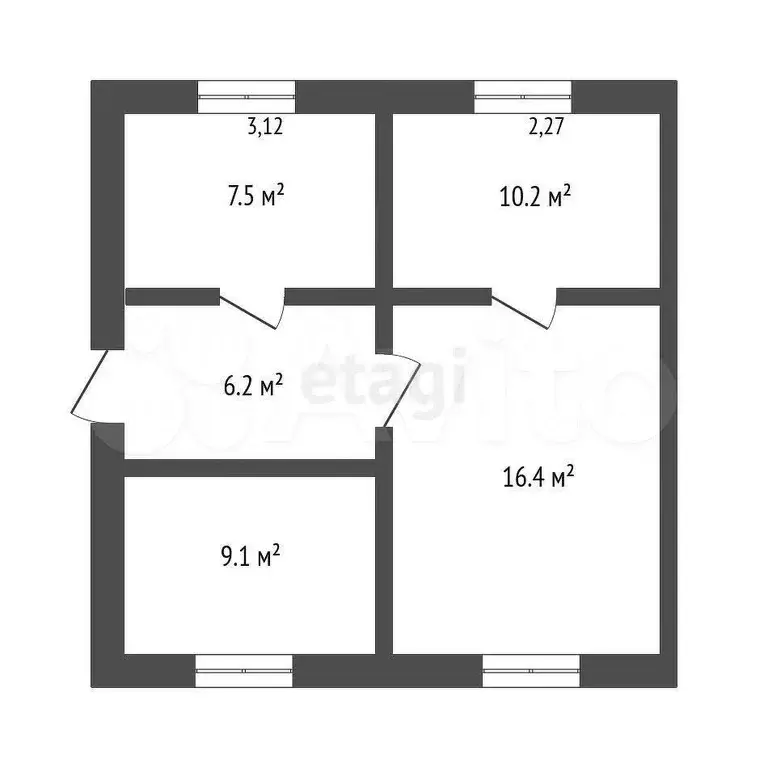 2-к. квартира, 64,7 м, 1/1 эт. - Фото 0