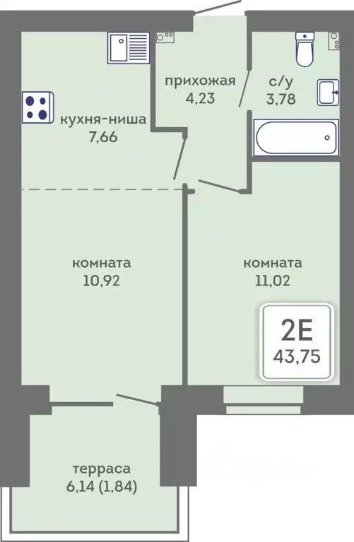 2-к кв. Пермский край, Пермь Кировоградская ул., 28 (43.75 м) - Фото 1
