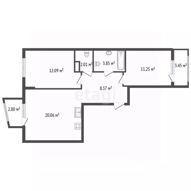 2-к кв. Санкт-Петербург Полюстровский просп., 87к2 (60.3 м) - Фото 2