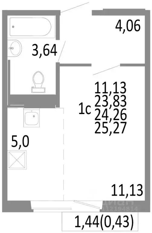 1-к кв. Челябинская область, Челябинск ул. Блюхера, 125В (24.26 м) - Фото 0
