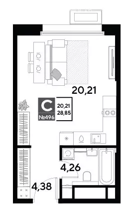 Квартира-студия: Реутов, 3-й микрорайон, ЖК Эво, к1 (28.85 м) - Фото 0