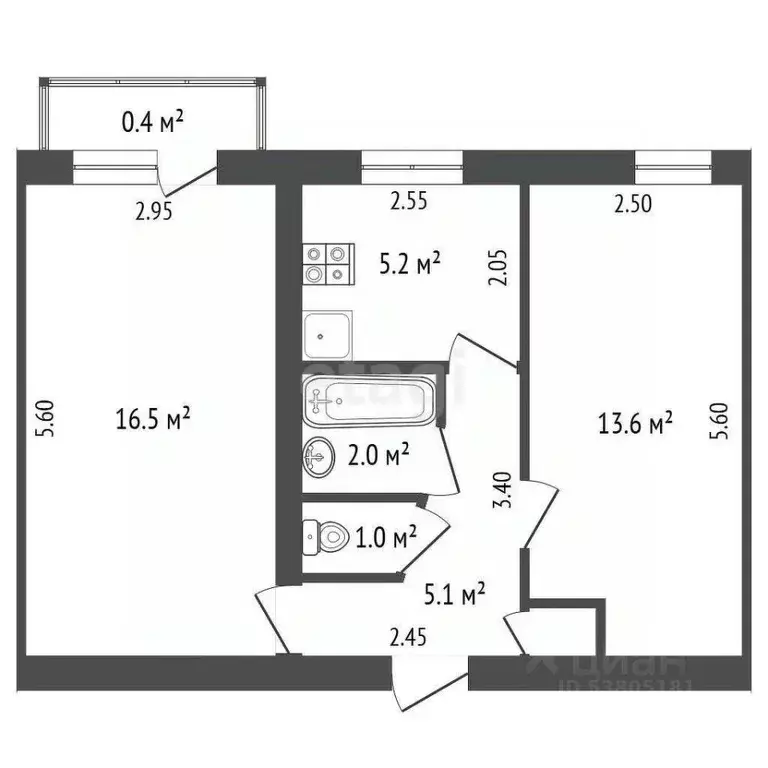 2-к кв. Ростовская область, Батайск ул. Орджоникидзе, 2Б (43.7 м) - Фото 2