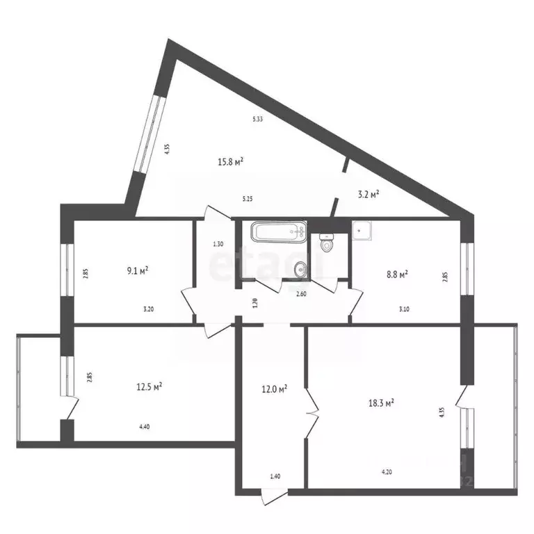 4-к кв. Красноярский край, Красноярск ул. 40 лет Победы, 20 (85.3 м) - Фото 2