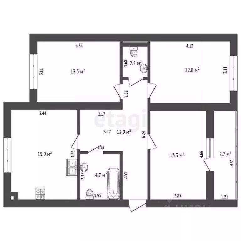 3-к кв. Калининградская область, Калининград ул. Александра Невского, ... - Фото 2