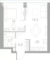 1-комнатная квартира: Москва, Кутузовский проезд, 16А/1 (44.7 м) - Фото 1