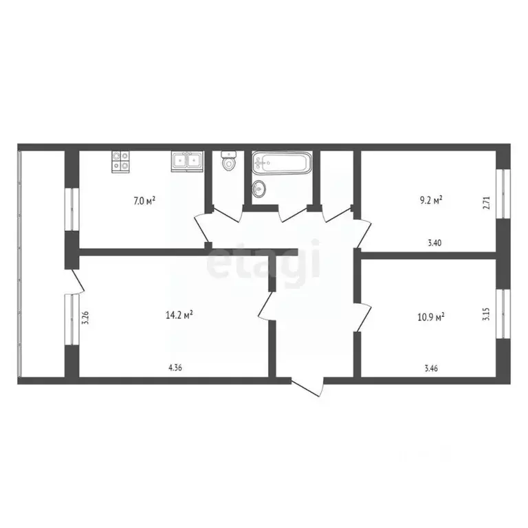 3-к кв. Ханты-Мансийский АО, Сургут ул. Грибоедова, 13 (58.5 м) - Фото 0