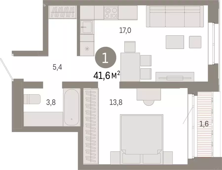 1-комнатная квартира: Екатеринбург, улица Советских Женщин (41.5 м) - Фото 0