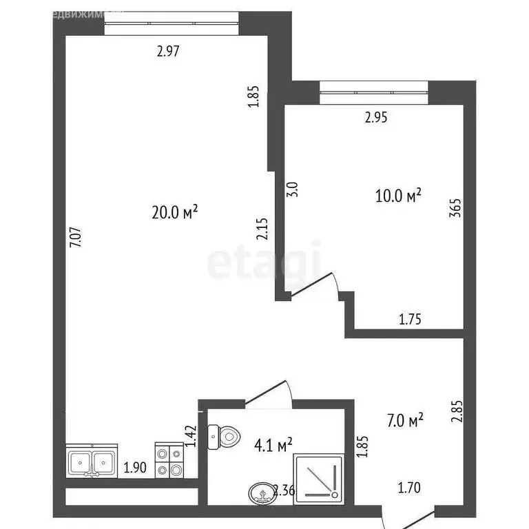 2-комнатная квартира: Кемерово, Красноармейская улица, 99А (43.4 м) - Фото 0