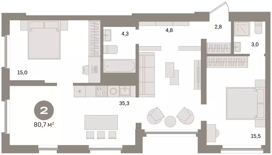 2-комнатная квартира: Екатеринбург, улица Советских Женщин (80.7 м) - Фото 2