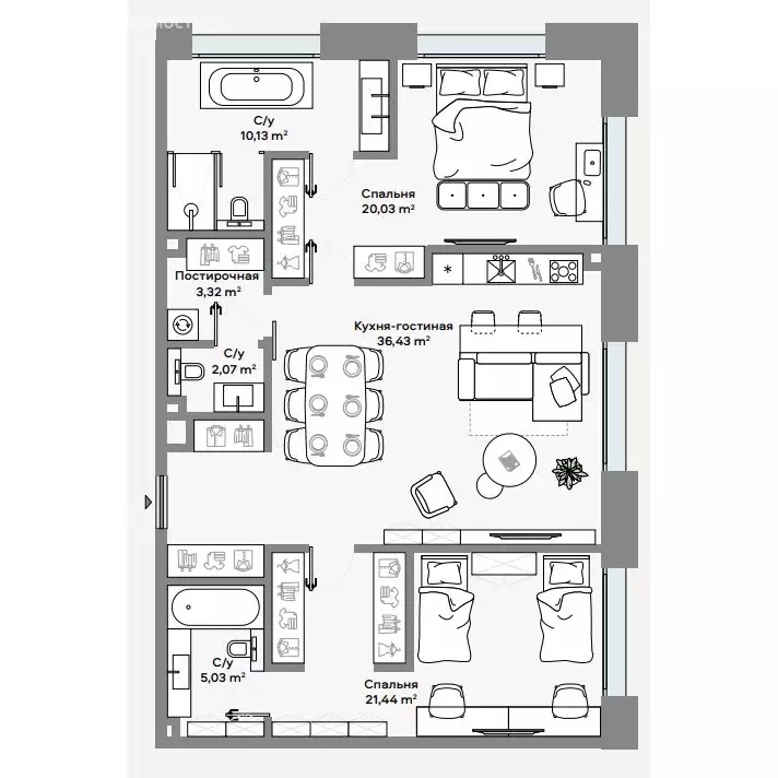 2-комнатная квартира: Москва, Ленинский проспект, 2 (94.8 м) - Фото 1