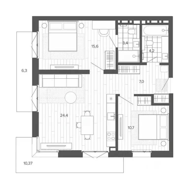 3-к кв. Алтайский край, Барнаул тракт Змеиногорский, 35Б (81.97 м) - Фото 0