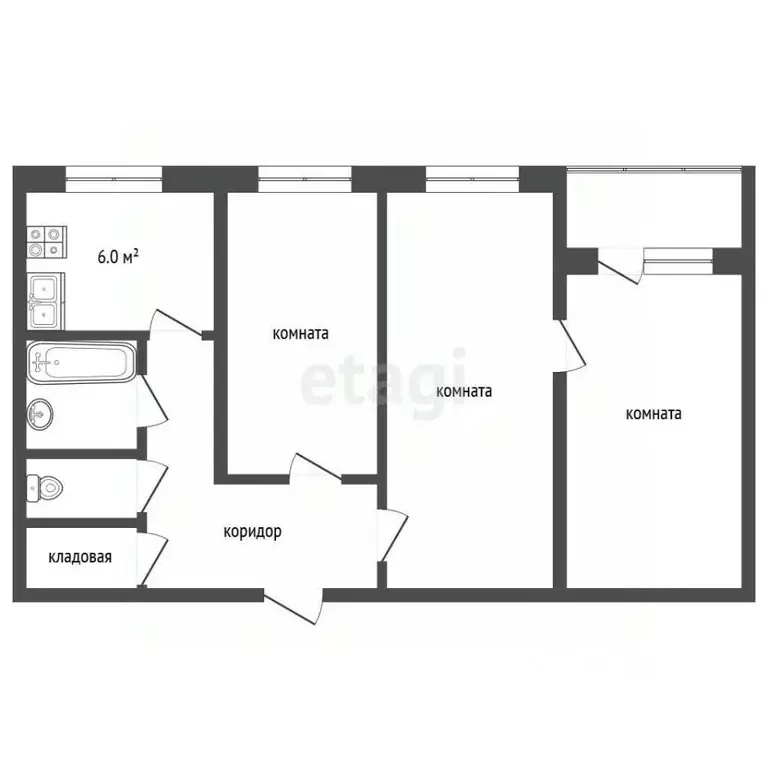 3-к кв. Московская область, Жуковский Молодежная ул., 11 (56.7 м) - Фото 2