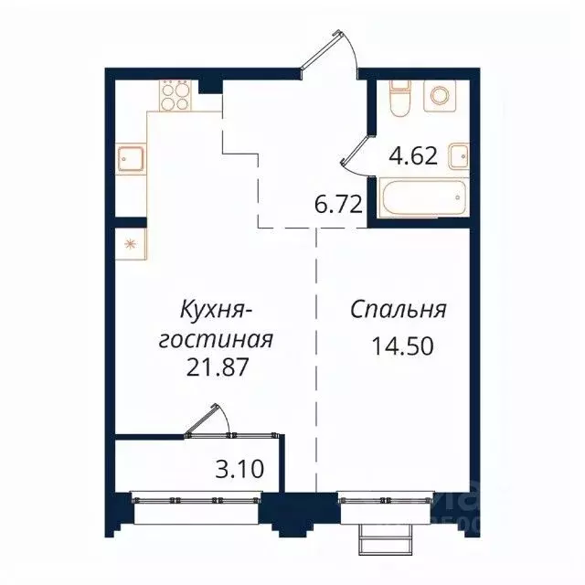 1-к кв. Иркутская область, Иркутск Байкальская ул., 246Б (50.5 м) - Фото 1