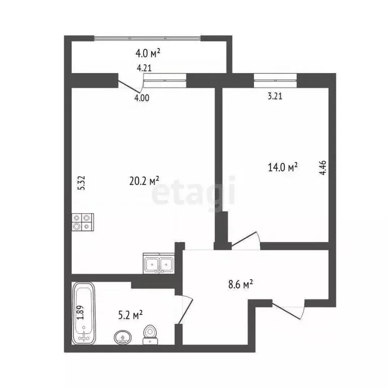 1-к кв. Тюменская область, Тюмень ул. Обдорская, 1к1 (48.0 м) - Фото 2