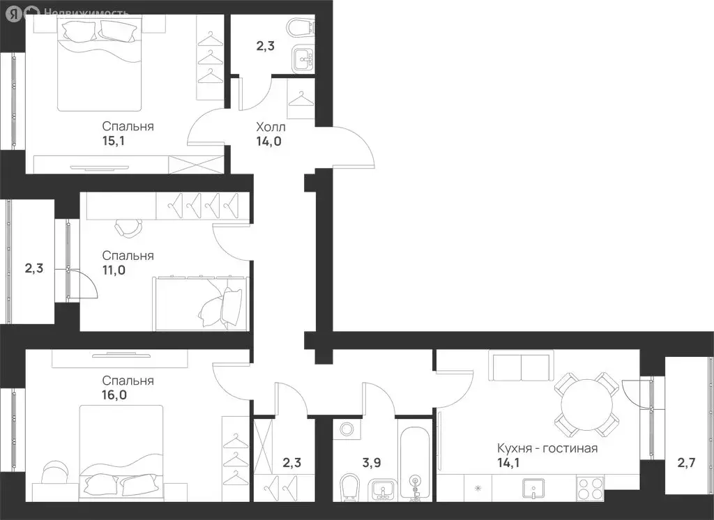 3-комнатная квартира: Тула, улица Героев России, 2 (83.7 м) - Фото 1