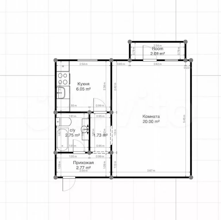 1-к. квартира, 32,5 м, 4/5 эт. - Фото 0