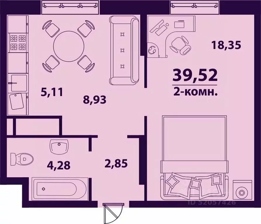 2-к кв. Ульяновская область, Ульяновск ул. Врача Михайлова (39.52 м) - Фото 0
