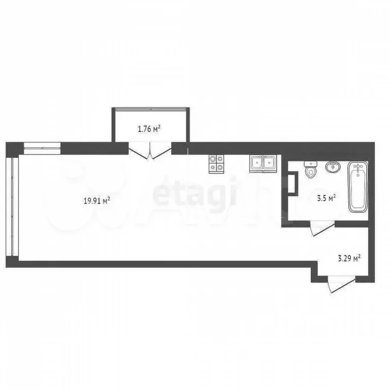 Квартира-студия, 19,9 м, 3/5 эт. - Фото 0