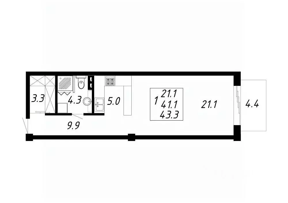 1-к кв. Ставропольский край, Ессентуки Озеро жилой комплекс (43.3 м) - Фото 1