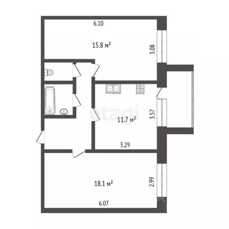 2-к кв. Ханты-Мансийский АО, Сургут ул. 30 лет Победы, 56/1 (56.7 м) - Фото 1