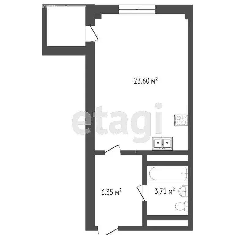 Квартира-студия: Тюмень, проезд Геологоразведчиков, 44А (32.1 м) - Фото 1