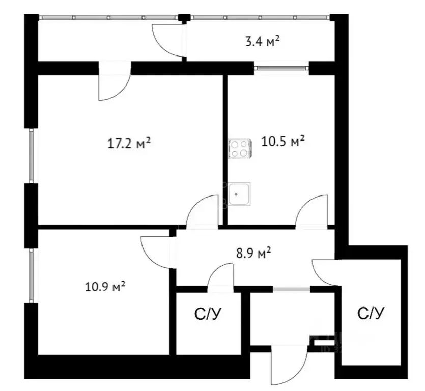 2-к кв. Тюменская область, Тюмень ул. Газовиков, 69 (54.0 м) - Фото 2