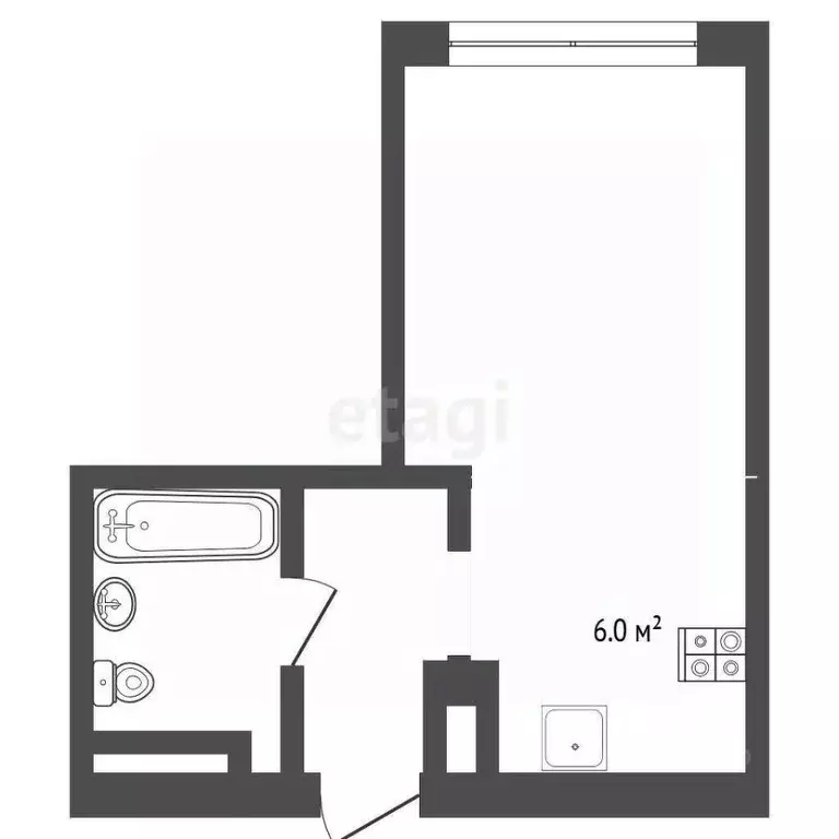 Студия Тюменская область, Тюмень ул. Первооткрывателей, 14 (24.5 м) - Фото 1
