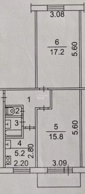 2-к кв. Томская область, Томск ул. Смирнова, 38/2 (47.0 м) - Фото 1