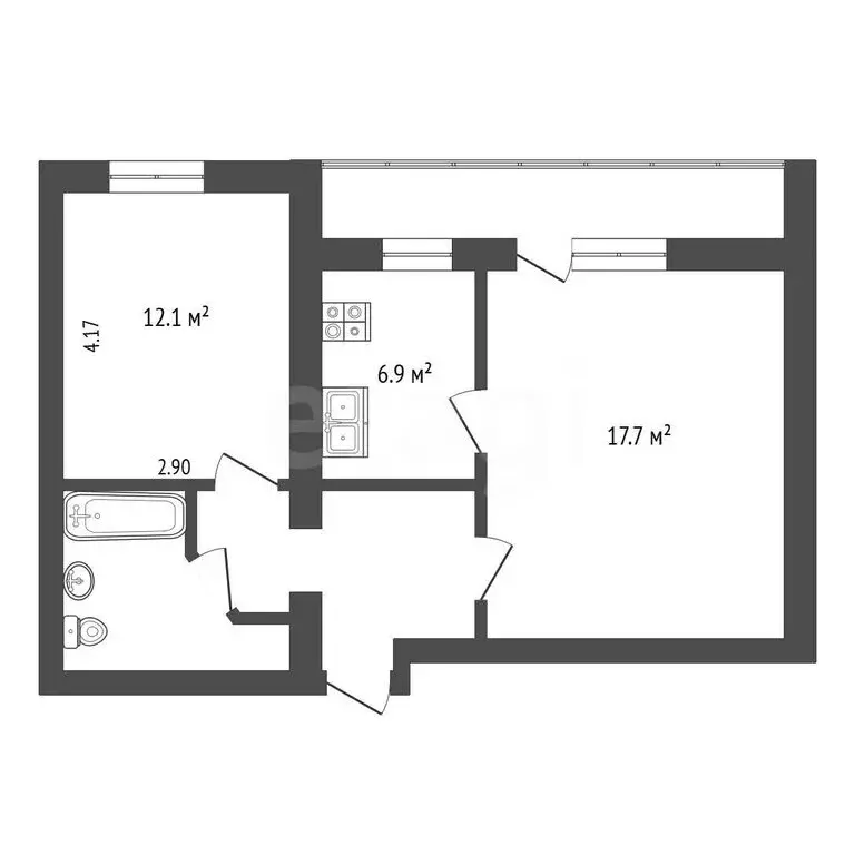 2-комнатная квартира: Лесной, улица Ленина, 66 (48.9 м) - Фото 1