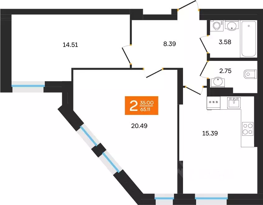 2-к кв. Башкортостан, Уфа ул. Султанова, 28 (65.11 м) - Фото 0