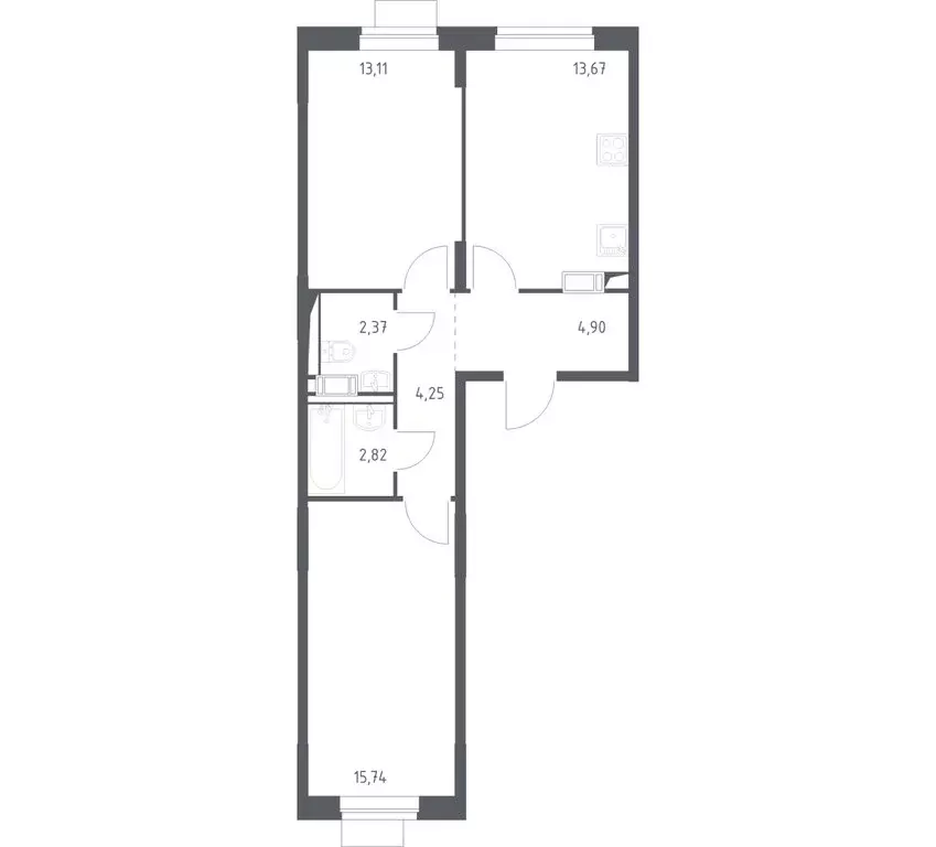 2-комнатная квартира: деревня Юрлово, ЖК Пятницкие Луга, к2/1 (56.86 ... - Фото 1