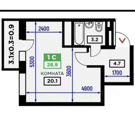 Квартира-студия: Краснодар, Домбайская улица, 55к5 (29 м) - Фото 0