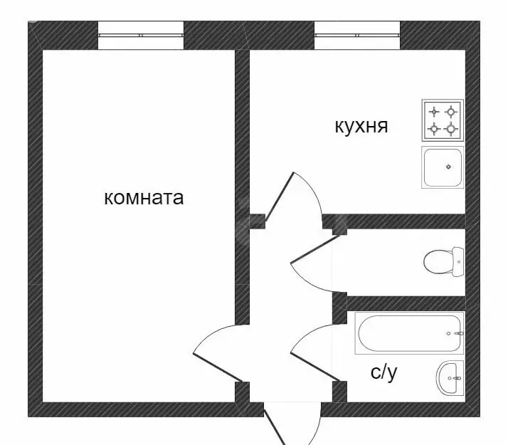1-комнатная квартира: посёлок Кировский, Центральная улица, 7А (28.9 ... - Фото 1