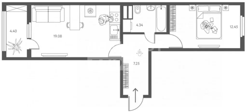 2-к кв. Липецкая область, Липецк ул. Перова, 2Д (45.32 м) - Фото 2