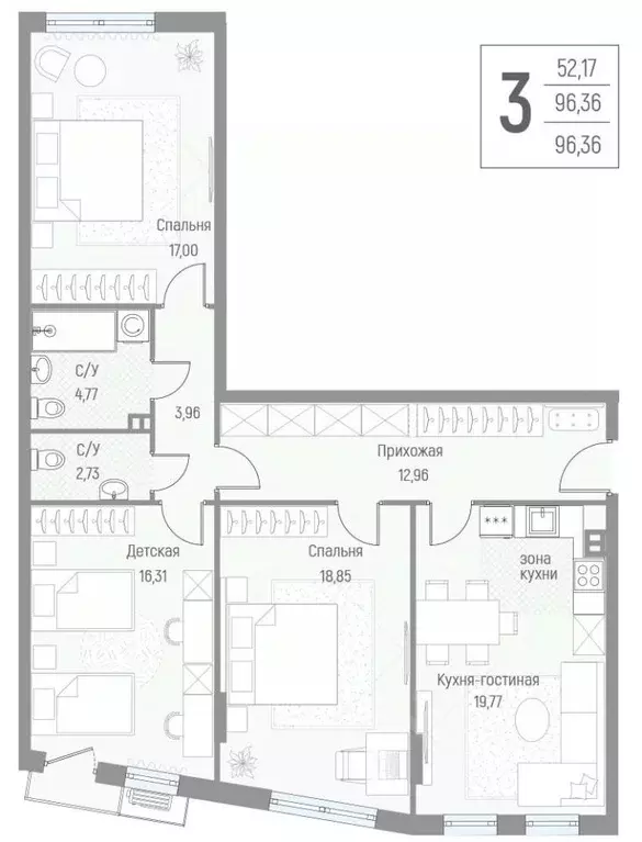 3-к кв. Московская область, Одинцовский городской округ, д. Крюково ... - Фото 1