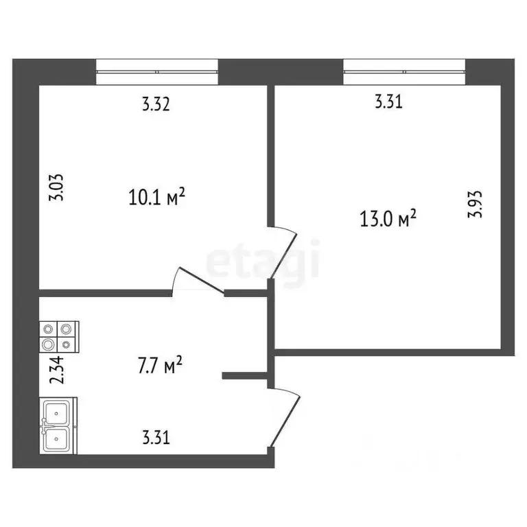 2-к кв. Кемеровская область, Кемерово ул. Тухачевского, 38к1 (31.0 м) - Фото 1