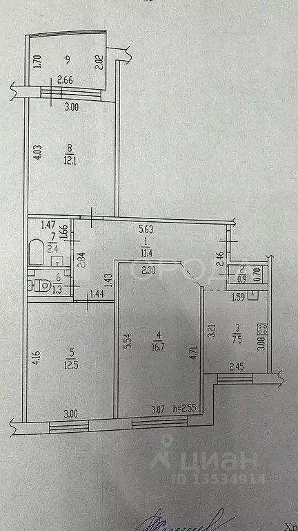 3-к кв. Алтайский край, Барнаул ул. Панфиловцев, 35 (67.3 м) - Фото 1