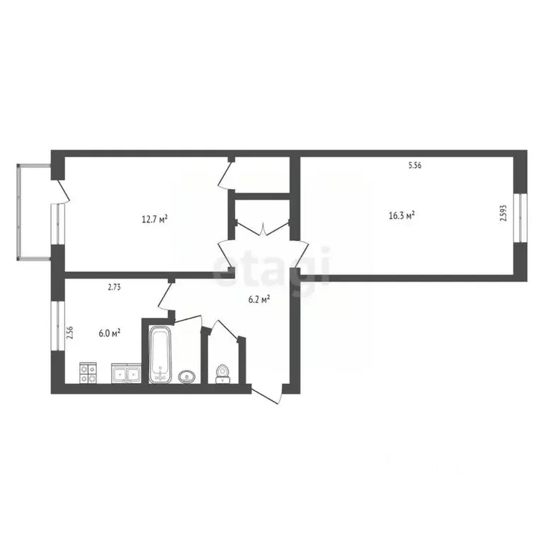 2-к кв. Калужская область, Балабаново г. Боровский муниципальный ... - Фото 2