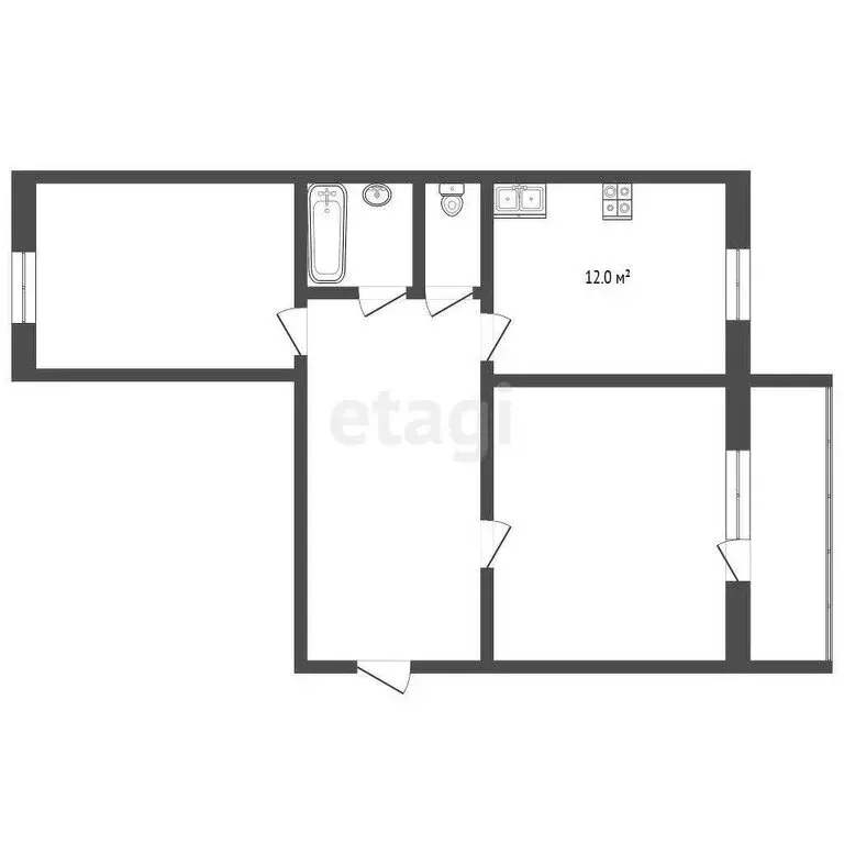 2-комнатная квартира: Уйское, Пионерская улица, 36 (51.7 м) - Фото 1