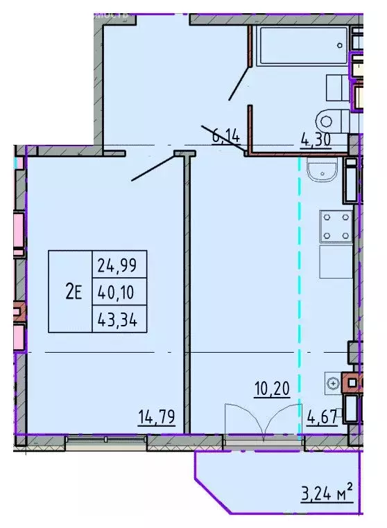 Квартира-студия: Шахты, улица Калинина, 10 (43.15 м) - Фото 0