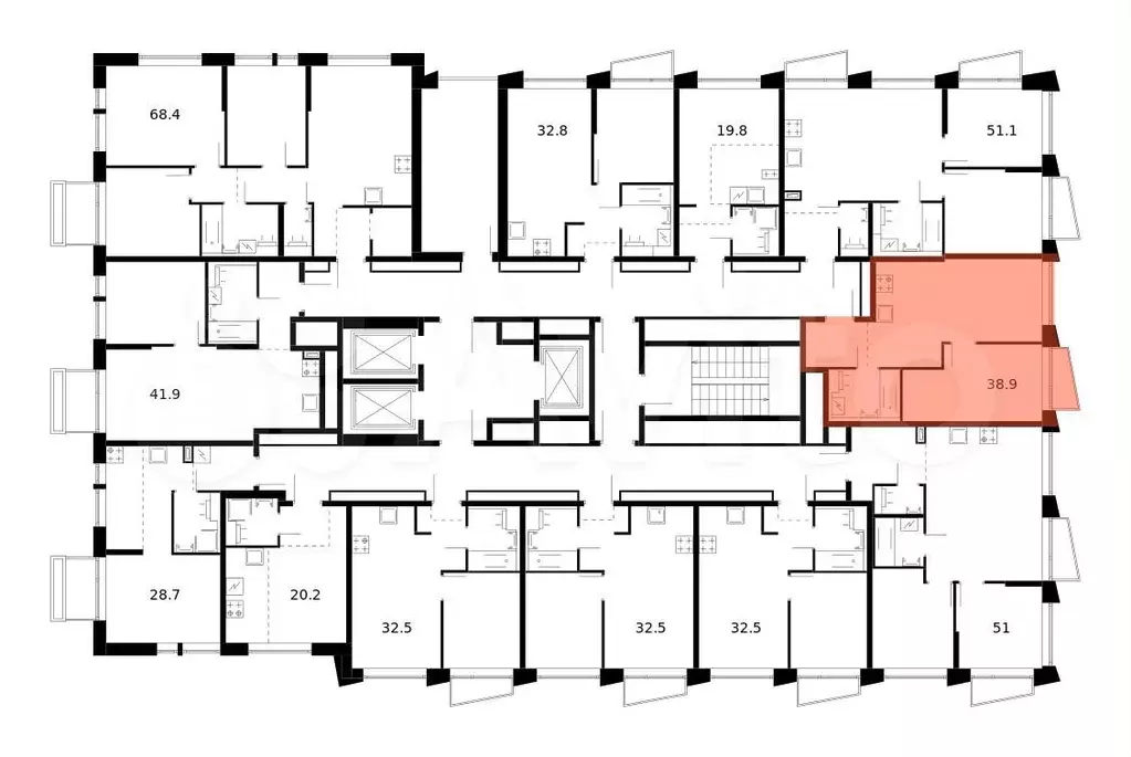 1-к. квартира, 38,9 м, 12/23 эт. - Фото 1