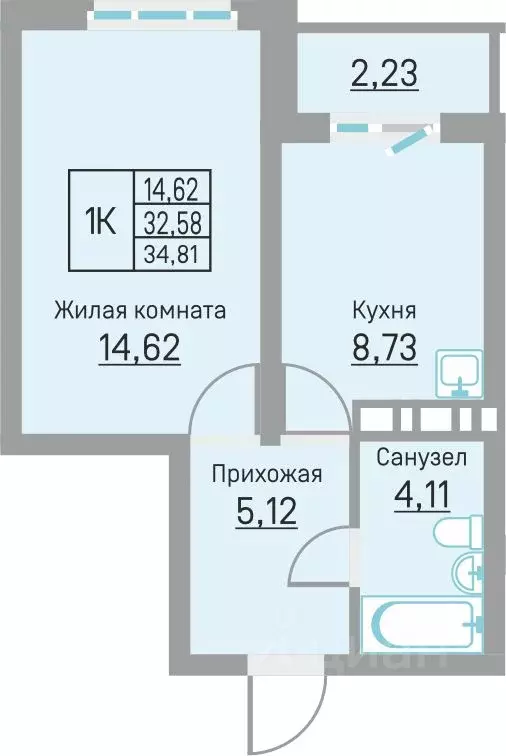 1-к кв. Пермский край, д. Кондратово ул. Водопроводная, 6/4 (34.81 м) - Фото 0