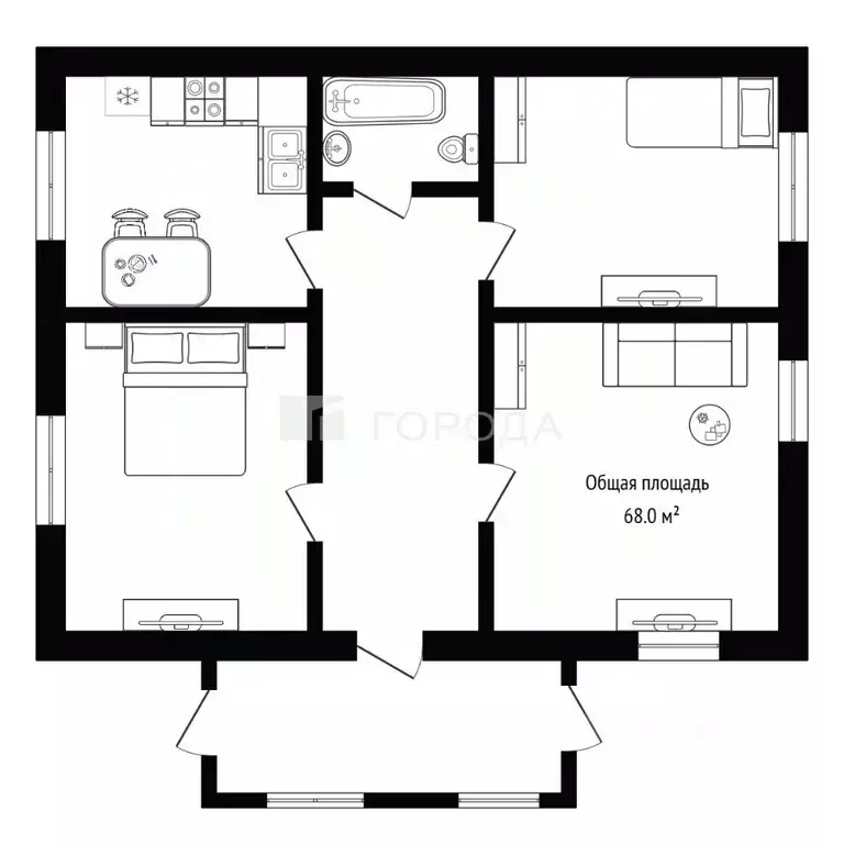 Дом в Новосибирская область, Мошково рп ул. Строительная, 24 (68 м) - Фото 1