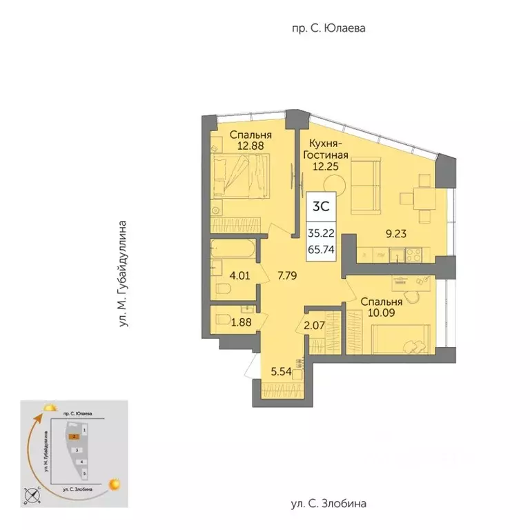 3-к кв. Башкортостан, Уфа Зеленая Роща жилрайон, Урбаника жилой ... - Фото 1