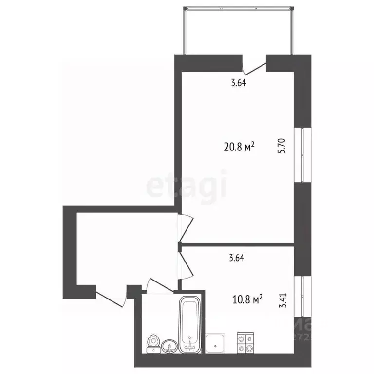 1-к кв. Калужская область, Калуга ул. Суворова, 25 (43.5 м) - Фото 2