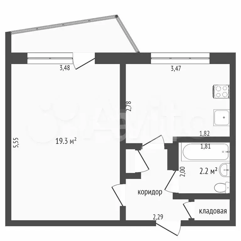 1-к. квартира, 37,6 м, 9/9 эт. - Фото 0