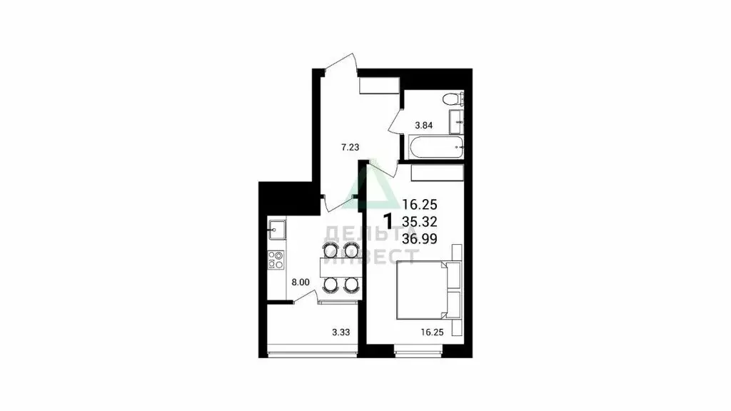 1-комнатная квартира: Уфа, улица Сагита Агиша, 19 (35.3 м) - Фото 0