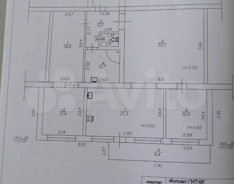 3-к. квартира, 105 м, 2/2 эт. - Фото 0