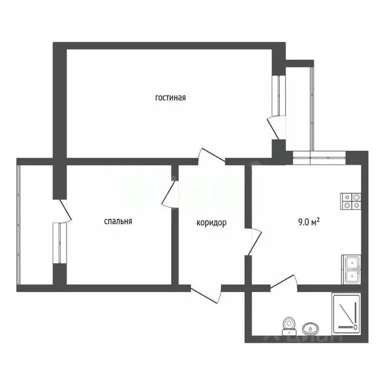 2-к кв. Тюменская область, Тюмень ул. 50 лет Октября, 62а (52.8 м) - Фото 1
