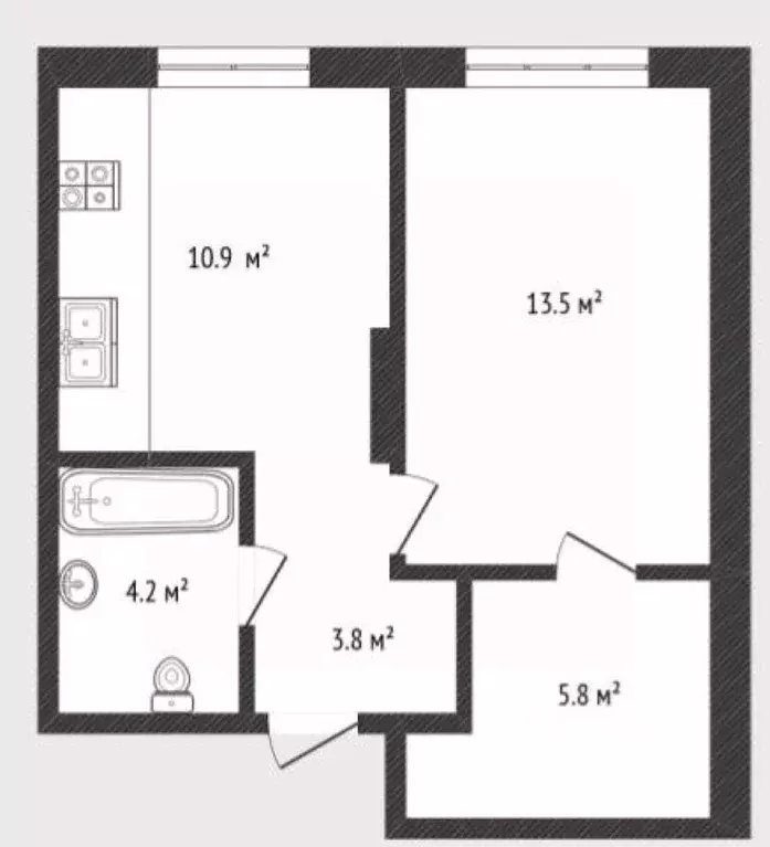 1-к кв. Тюменская область, Тюмень Новгородская ул., 20 (38.2 м) - Фото 2